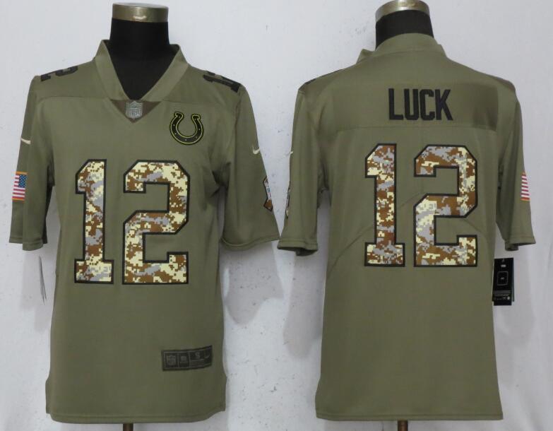 Men Indianapolis Colts #12 Luck Olive Camo Carson 2017 Salute to Service Limited Nike NFL Jerseys->kansas city chiefs->NFL Jersey